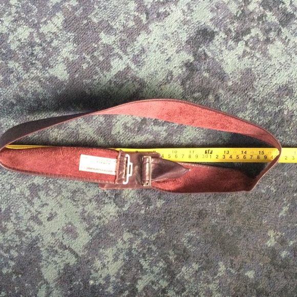 Vintage Emmanuel Leather Suede Belt Made in Canada Burgundy Adjustable Small/Med - Picture 12 of 13